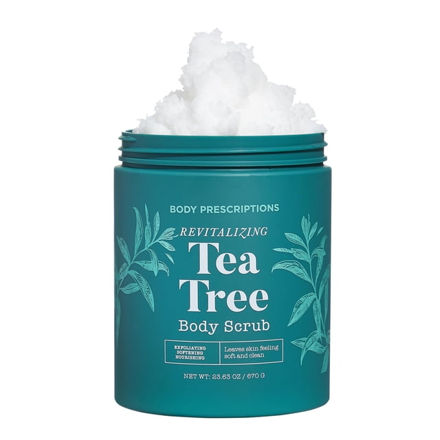 Body Prescriptions Exfoliante Corporal | Limpiador corporal de 21.16 oz con árbol de té | Gel de baño diario para una piel nutrida y ultrasuave
