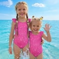 thumbnail image 7 of Abcomgle Swimsuit for Girls 7-8 Glitter Sequin Graphic One Piece Swimsuits for Little Girls Ruffled Stretchy Girls Bathing Suit, 7 of 7