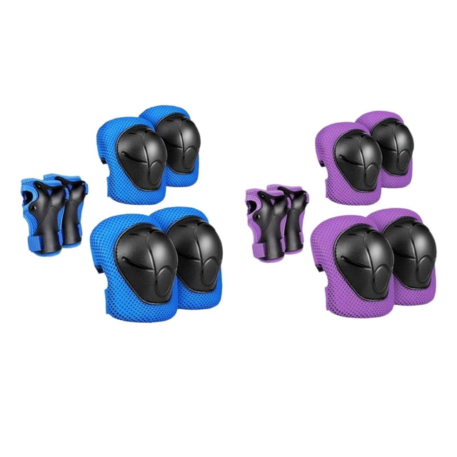 Conjunto de equipo de protección para Patinaje en patines Patinaje Muñequera Codo Rodilleras Azul púrpura Zulema Almohadillas de protección