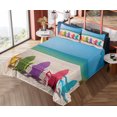 thumbnail image 4 of Ambesonne Summer Fitted & Top Sheet Set with Shams, Colorful Wooden Deckchairs, Multicolor, 4 of 5