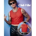 thumbnail image 2 of Men's Sexy Sheer Mesh Crop Top, Breathable See-Through Sleeveless Tank Top for Clubwear Music Festival Party, Men's Stylish Nightout Rave Vest Red XL, 2 of 7