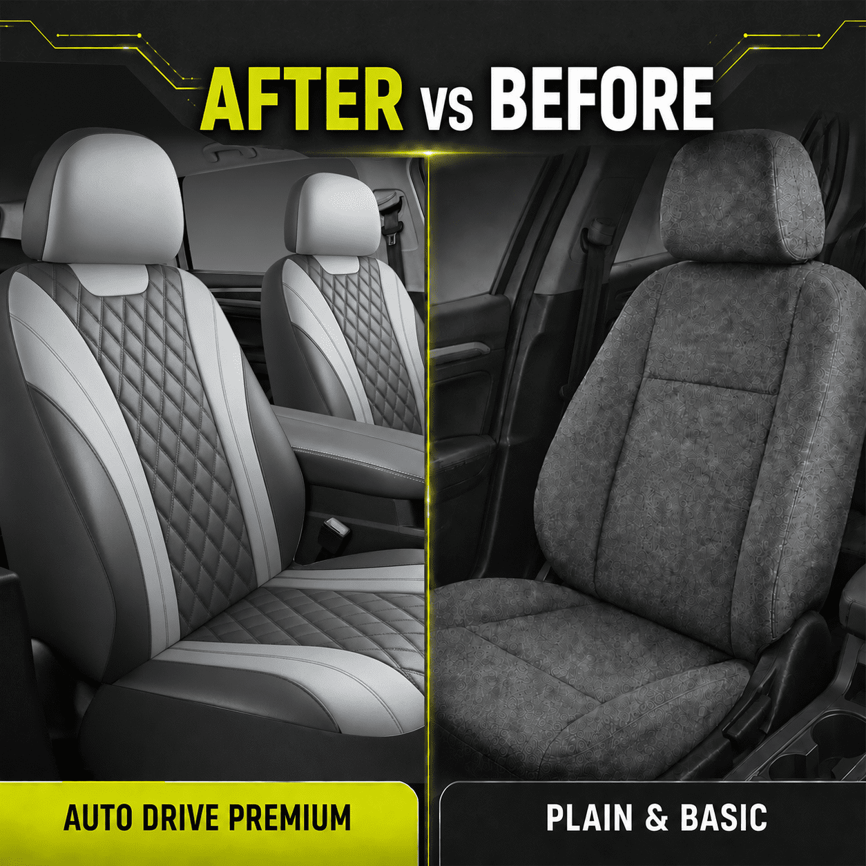 Auto Drive Car Seat Covers, Diamond Quilted Two-Tone Car Seat Covers Set, Universal Fit for Two Front Seats, Airbag Compatible for Cars, SUVs and Trucks Green Front Seat