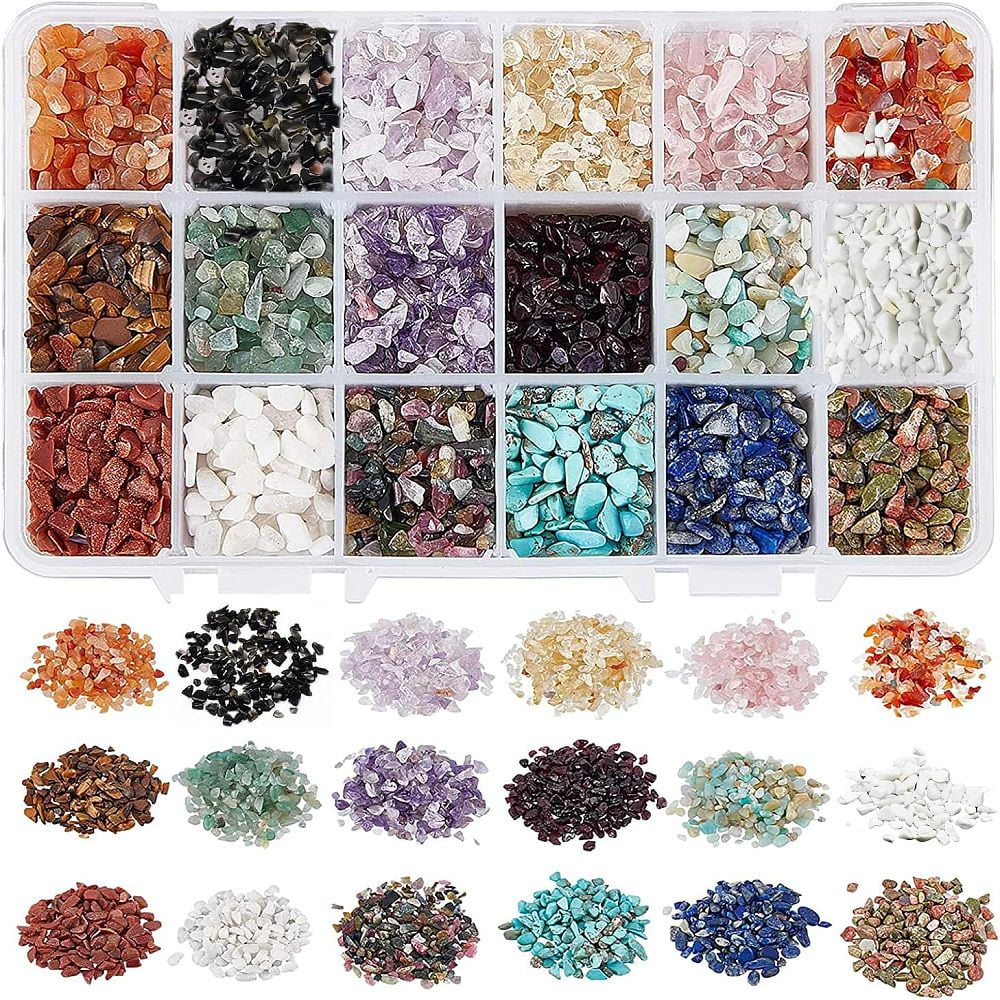 1 box Gemstone Chip Beads No Hole Assorted Natural Material Crushed Irregular Natural Chip Stones for Jewelry Making DIY Craft Mixed colors
