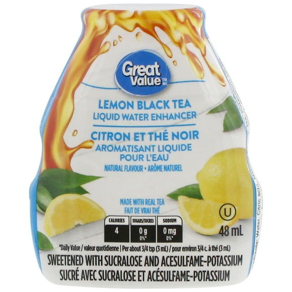 Great Value Lemon Black Tea Liquid Water Enhancer, 48 mL, Lemon Black Tea