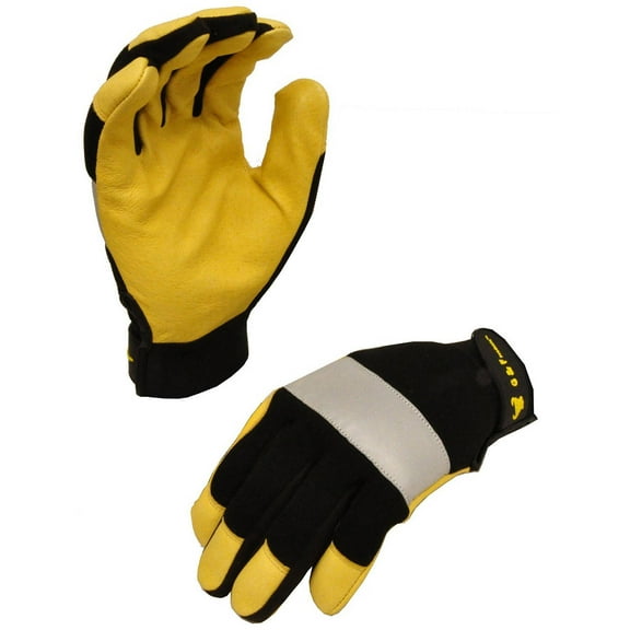 G & F Dark Owl High-Visibility Reflective Work Gloves, Mechanics Glove of Spandex & Leather, M 1 Pack