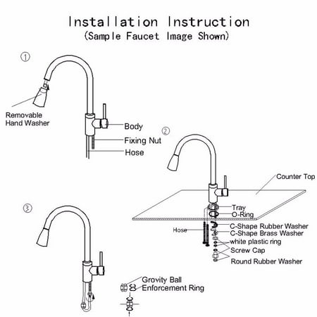 360° Brushed Steel Pull Out Faucet Kitchen Basin Sink ...