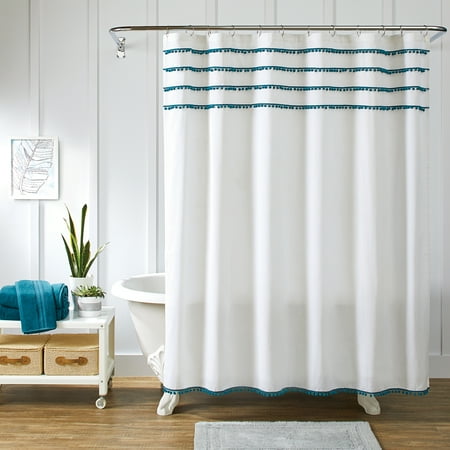 Better Homes & Gardens Pom Pom Fabric Shower Curtain