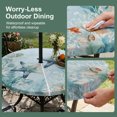 thumbnail image 5 of Round Outdoor Tablecloth with Umbrella Hole and Zipper, Coastal Starfish Tablecloth with Elastic Waterproof, Nautical Ocean Creature Eucalyptus Leaf Patio Table Covers for 36" - 44" Pool Tables, 5 of 9