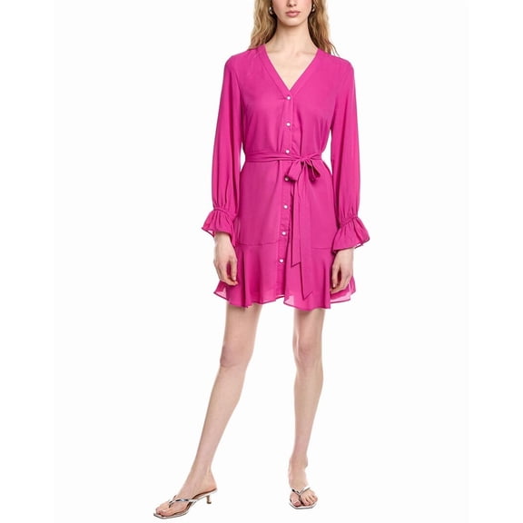 CeCe womens V-Neck Tie Waist Dress, m, Purple