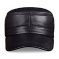 thumbnail image 2 of Genuine Leather Rider Style Cowhide Fashion Army Cap Box Hat Cadet Visor Men's Baseball Hats Caps ,Fashion, 2 of 6