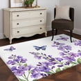 thumbnail image 4 of Purple Flowers Kitchen Runner Rug 2.7x5 Washable Runners for Hallway Non Slip Butterfly Spring Floral Watercolor Farmhouse Large Area Rug Indoor Floor Carpet for Bathroom Laundry Entryway Bedroom, 4 of 8