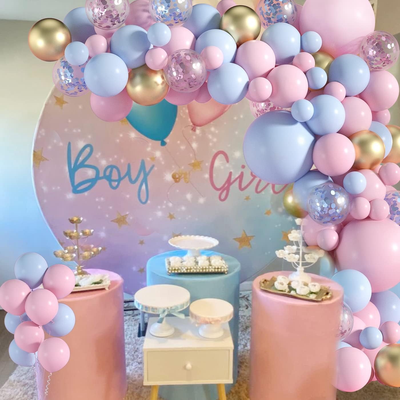 lobida Balloon Garland Arch Kit Gender Reveal Party Decoration, Latex, Pink and Blue