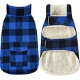thumbnail image 1 of Chaqueta polar clásica a cuadros de Dog Coat Malier para invierno, azul, 1 of 5