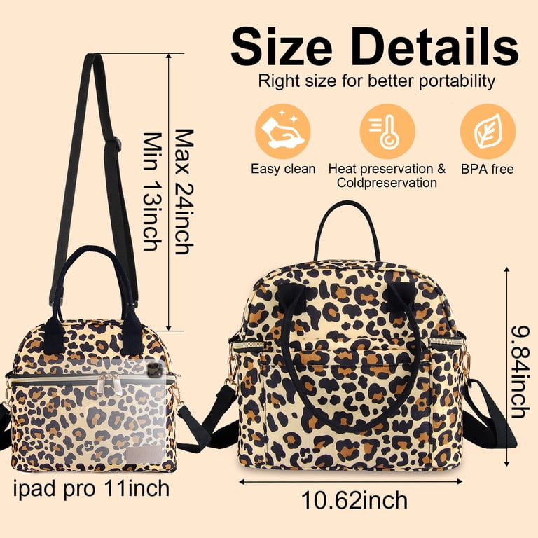 Large Insulated Lunch Bag, Leopard Pattern photo 7