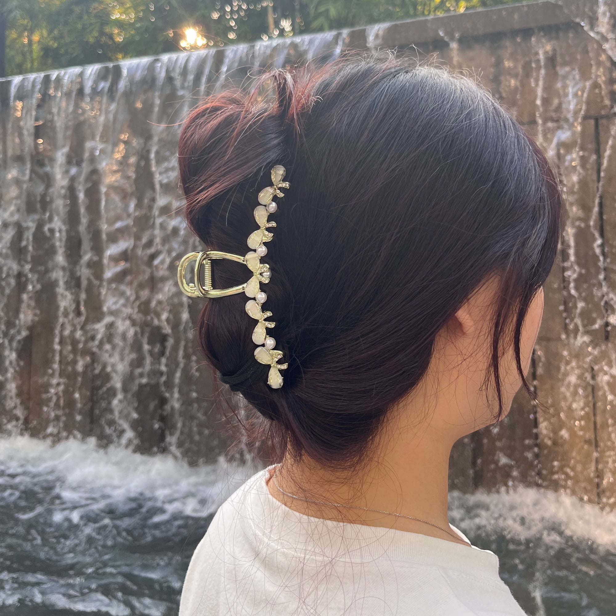 Unique Bargains Classic Faux Crystal Bling Bow Tie Hair Clip for Women and Girls