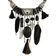thumbnail image 4 of Collar étnico bohemio vintage perfecl con borlas de plumas Negro, 4 of 8
