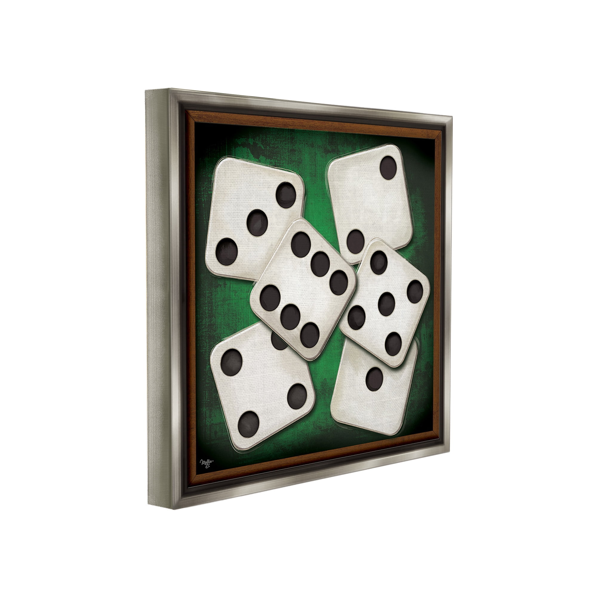 Stupell Industries Dice on Casino Table Sports Painting Gray Floater Framed Canvas Art Print Wall Art, 18 x 18