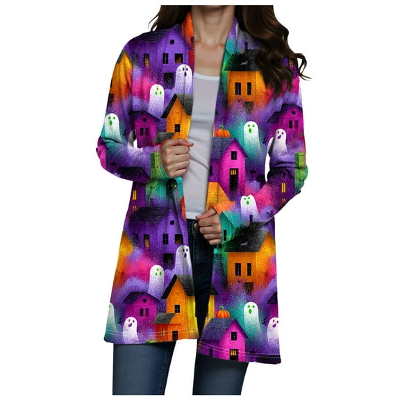 Hessimy Halloween Sweaters For Women Sweater Crewneck Pullover Long Sleeve Casual Vintage Cardigan Fall 2025 Outfits(Orange,XXL)