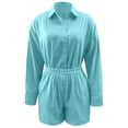 thumbnail image 3 of MAIHAN Linen Sets for Women 2 Piece Long Sleeve Button Down Shirts and Shorts Set Women 2 Piece Outfits Sets Casual Summer Casual Outfits Two Piece Outfit, 3 of 4