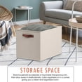 thumbnail image 6 of Ornavo Home Foldable Collapsible Storage Box Bins Linen Fabric Shelf Basket Cube Organizer with Leather Handles - Set of 6 - 13 x 15 x 13 - Beige, 6 of 6