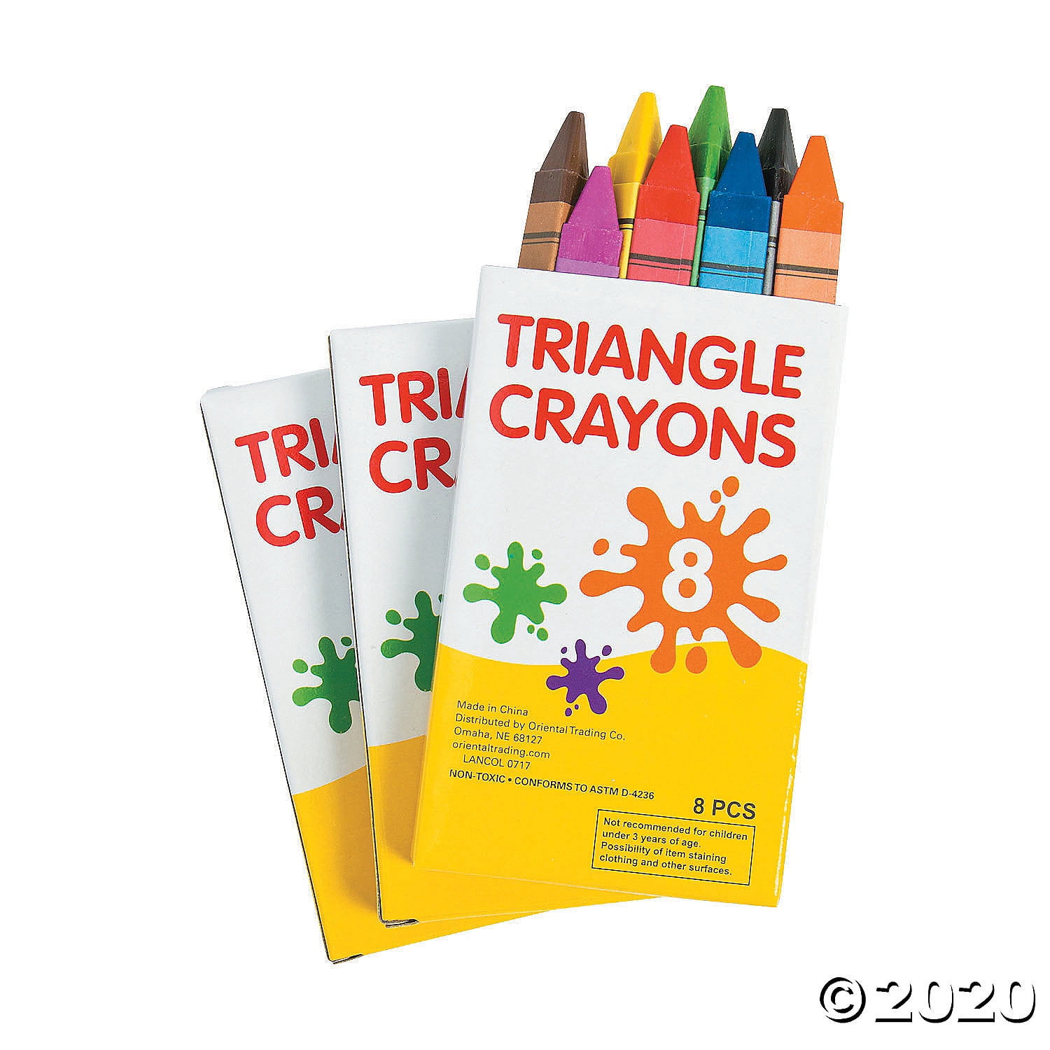 Boxes of 8 Triangular Crayons(pack of 3)