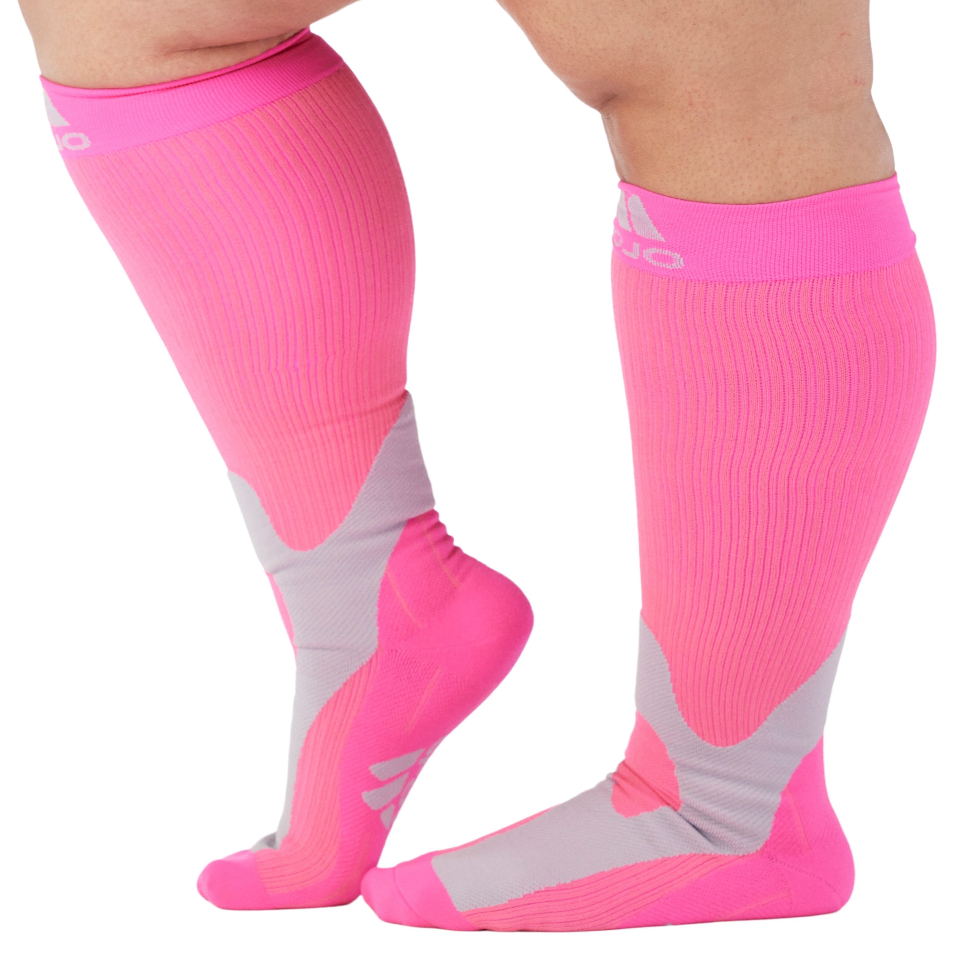 Extra Wide Unisex Compression Socks 20-30mmHg for Post Surgery - Hot Pink, 5XL