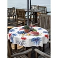 thumbnail image 2 of Outdoor Tablecloth with Umbrella Hole for Patio/Picnic/Party/Camping, 4th of July Waterproof Table Cloth Round Cover Washable, Independence Day Floral Blue Red Vintage (Dia 54"), 2 of 9