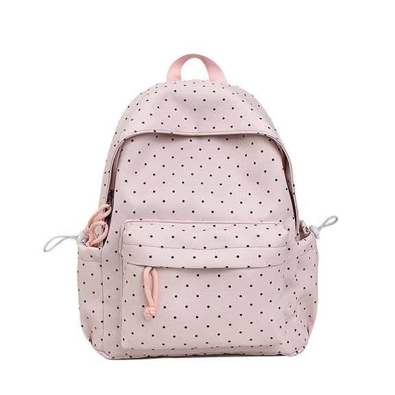 Cute Polka Dot Laptop Backpack Large Capacity Travel Backpack Bow Backpack Lightweight Bookbag for Female Elementary & Middle Students Teen (Pink)