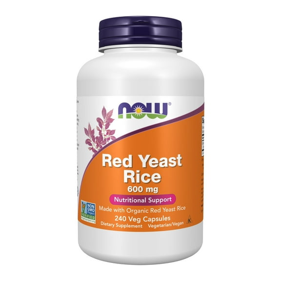 NOW Supplements, Red Yeast Rice 600 mg, Made with Organic Red Yeast Rice, 240 Veg Capsules