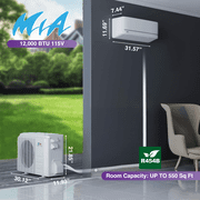 Cooper & Hunter 12000 BTU 115V Wall Mounted Mini Split Heat Pump Air Conditioner With 16ft Kit Cover 550 Sq Ft WiFi