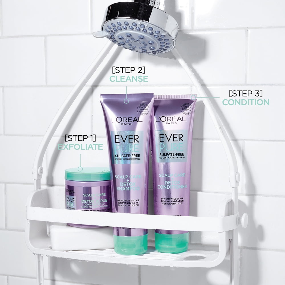 L'Oreal Paris EverPure Scalp Care + Detox Sulfate Free Shampoo with Menthol, 8.5 fl oz