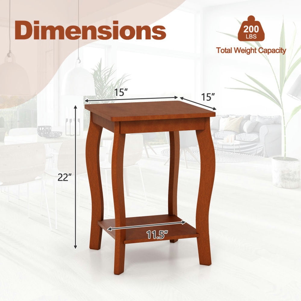 Finihen End Table, Set of 2 Nightstand, Square End Table, 15 Inch 2-Tier Square End Table with Storage Shelf Set of 2, Sofa Side Table, Bed Side Table, for Living Room, Bedroom, Walnut Finihen End Table, Set of 2 Nightstand, Square End Table, 15 Inch 2-Tier Square End Table with Storage Shelf Set of 2, Sofa Side Table, Bed Side Table, for Living Room, Bedroom, Walnut