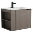 thumbnail image 2 of Fine Fixtures 24" Elmridge Modern Bathroom Vanity with White Ceramic Sink - Wide Open Left Side Shelves - Gray Oak, 2 of 14