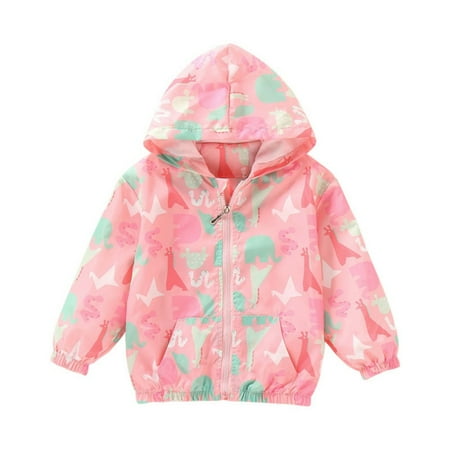 

Toddler Jackets Girls Fall Windbreaker Outerwear Lightweight Coat Long Sleeve Casual Hoodie 3-8 Years