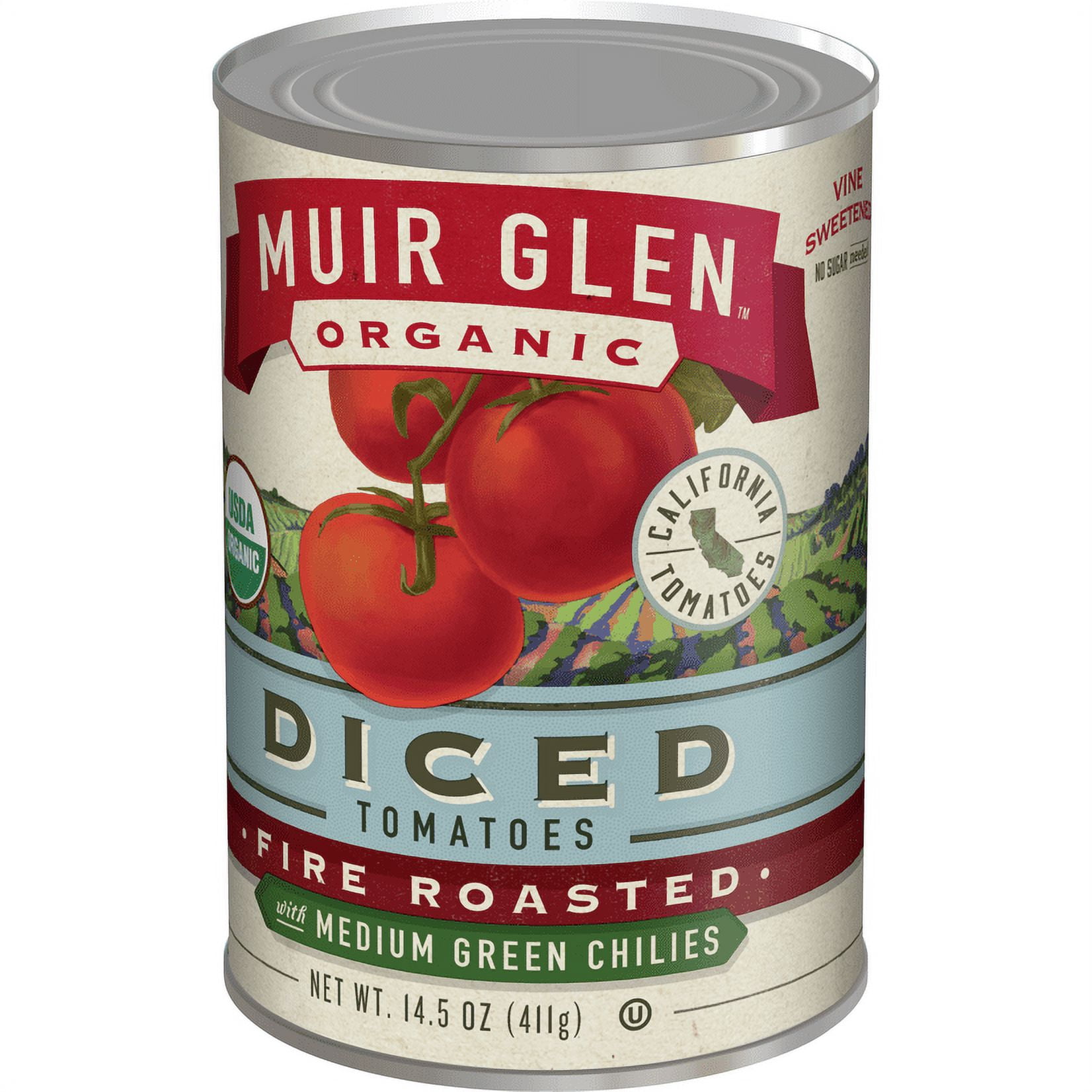 (12 Pack) Muir Glen Organic Diced Fire Roasted Tomatoes With Medium Green Chilies, 14.5 oz