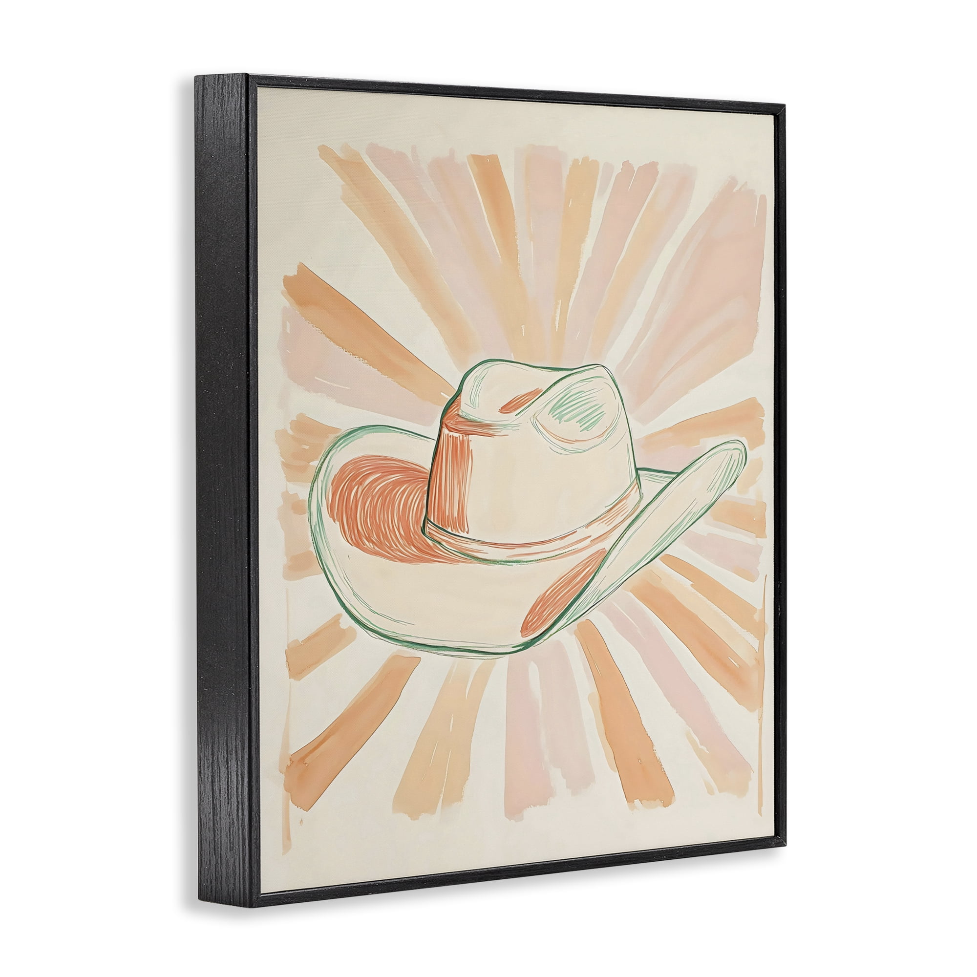 Stupell Industries Sunburst & Cowboy Hat Black Framed Giclee Art, design by The Prints Vibe
