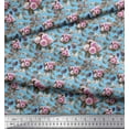 thumbnail image 3 of Soimoi Japan Crepe Satin Fabric Leaves & Peony Floral Print Sewing Fabric Yard 42 Inch Wide, 3 of 3