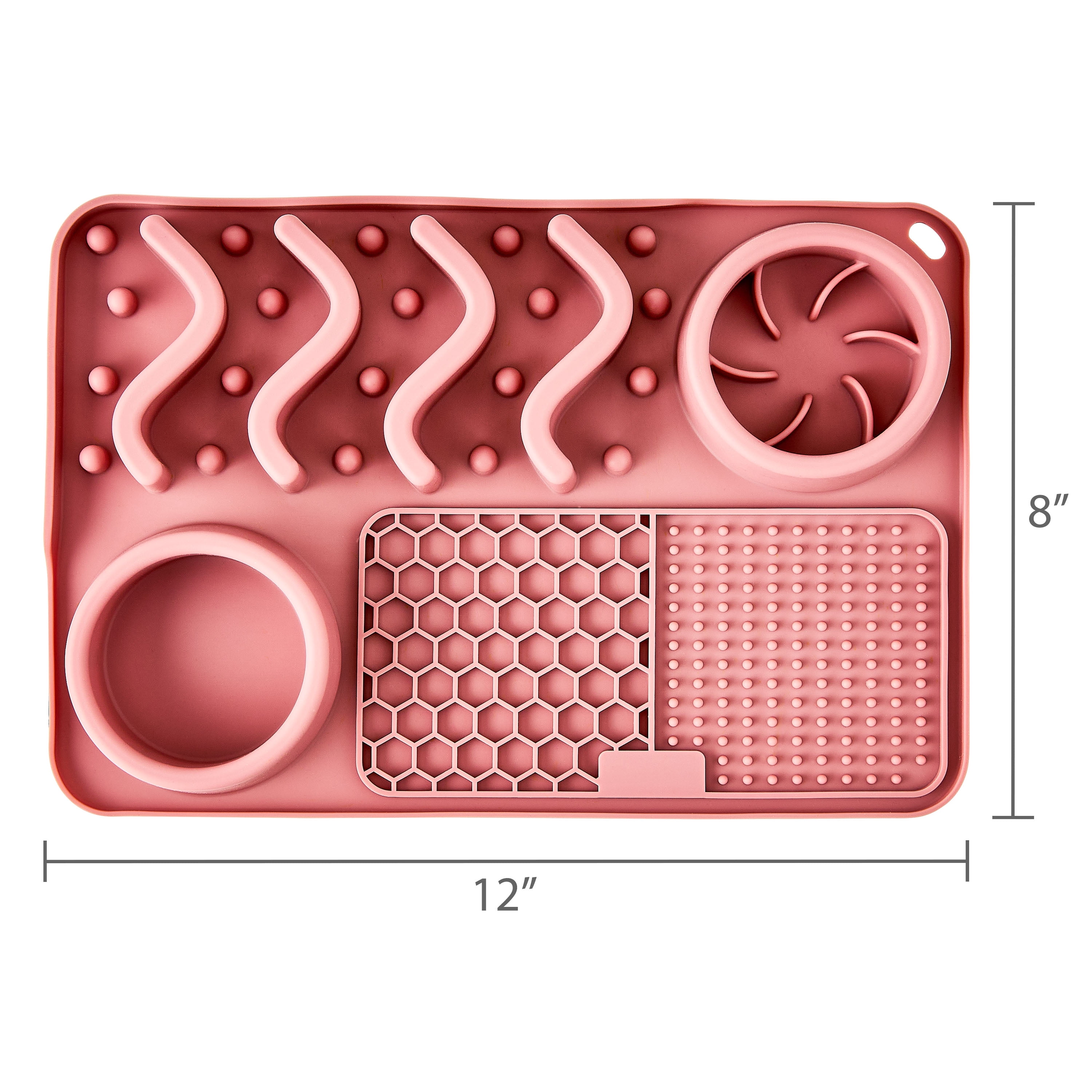 Vibrant Life Silicone Slow Feeder Compartment Pet Mat, Rose, 12" x 8"