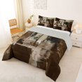 thumbnail image 2 of Homewish Brown Geometric Square Queen Comforter Set,Retro Abstract Art Comforter Sets Queen,Light Gray Reversible,3pcs,1 Comforter and 2 Pillowcases, 2 of 7