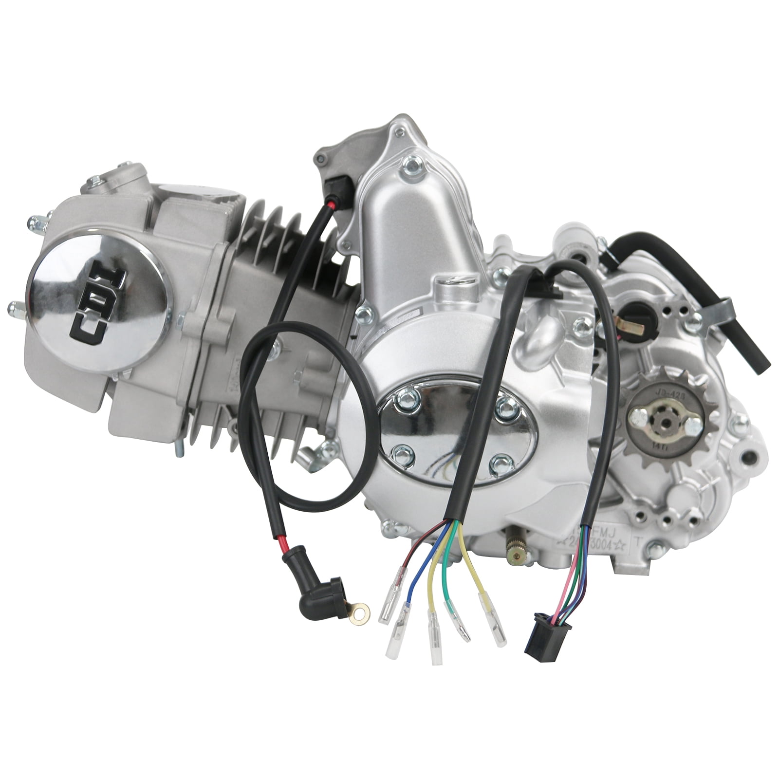 YC Yier Complete 140cc Engine Motor Kit Semi Auto Electric Start 4-Stroke Motor 3 Speed +Reverse & Wiring & Carburetor & Exhaust System for Go Kart ATV Quad Buggy Golf Cart 4 Wheelers Taotao ATC70