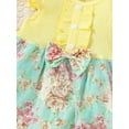 thumbnail image 6 of Seyurigaoka Baby Girl Flying Sleeve Dress, Round Neck Floral Pattern Patchwork Summer A-Line Dress, Two-Layer Hem Dress, 6 of 9