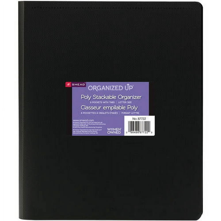 Smead Organized UP Multi-Pocket Organizer Letter - 8 1/2 x 11 Sheet Size  - 50 Sheet Capacity - 8 Pocket(s) - Polypropylene - Black - 1 Each