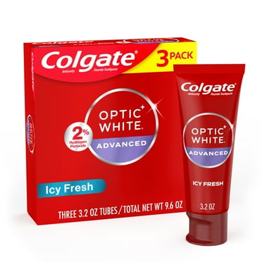 Colgate Optic White Advanced Teeth Whitening Whitening Toothpaste, Icy Fresh, 3.2 oz, 3 Pack