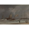 thumbnail image 2 of William Joy 18x14 Gold Ornate Wood Frame and Double Matted Museum Art Print Titled - A Lugger Driving Ashore in a Gale, 2 of 4