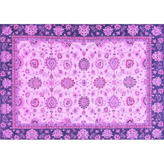 Ahgly Company Indoor Rectangle Oriental Purple Traditional Area Rugs, 7' x 10'
