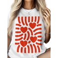 thumbnail image 2 of Women's T-Shirt Red Love Abstract Stripe Minimalist Art Short Sleeve Casual Tee Classic Crew Neck T Shirt for Women White, XS, 2 of 7