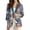 Blue and Pink - Monstera, variant on LedBack Checkered Print Blazer Linen-Style Suit Blazer Jacket with 2 Pockets Lightweight 3/4 Sleeve Blazers for Women Business Casual Outfits