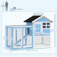 thumbnail image 2 of 49" Wooden Rabbit Hutch With Slant Roof and Run, Light Blue, 2 of 7