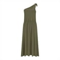 thumbnail image 6 of ZQUUVOU Women's One Shoulder Dress Sleeveless Tie Waist Loose Fit Summer Maxi Dress Olive Green,M, 6 of 8