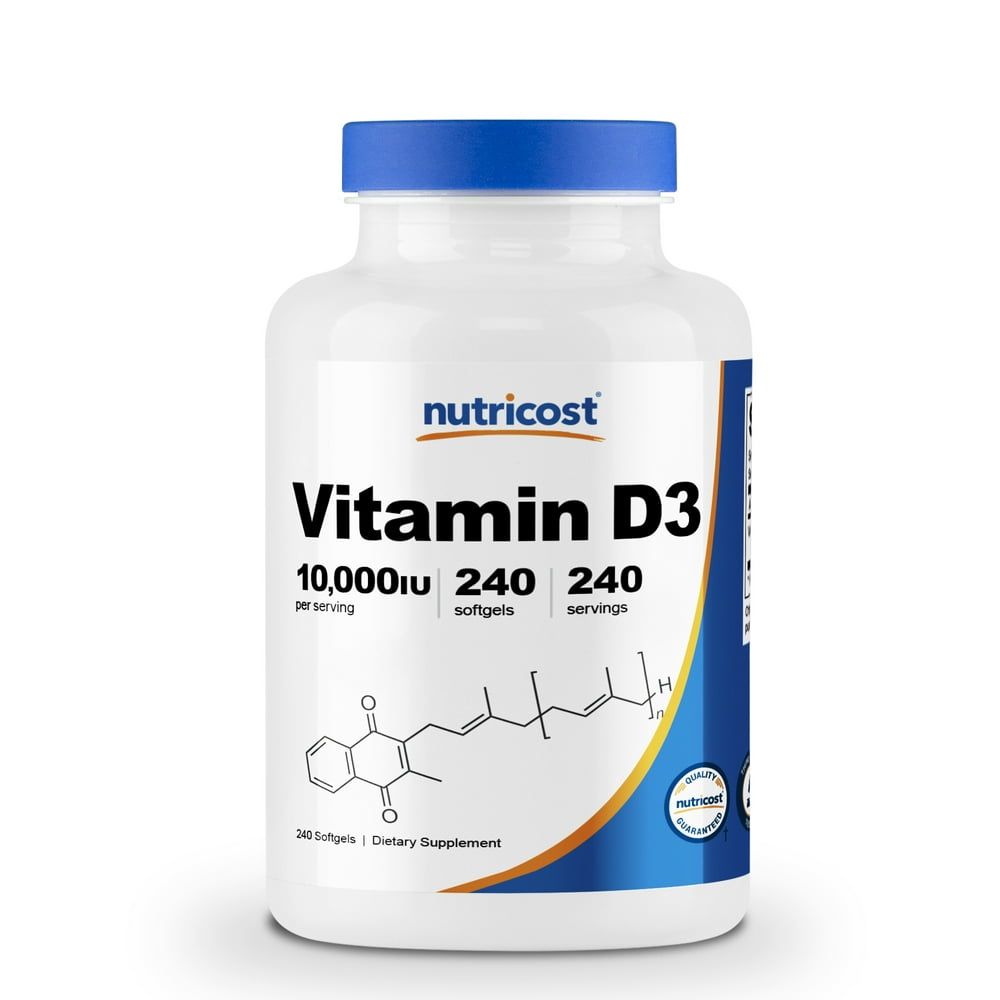 Nutricost Vitamin D3 10,000 IU, 240 Soft Gel Caps Gluten Free, Non